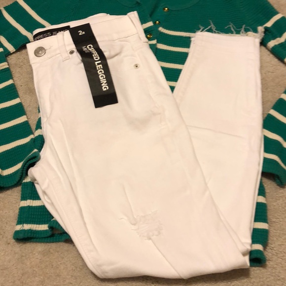 Express Denim - Express white mid rise cropped jeans